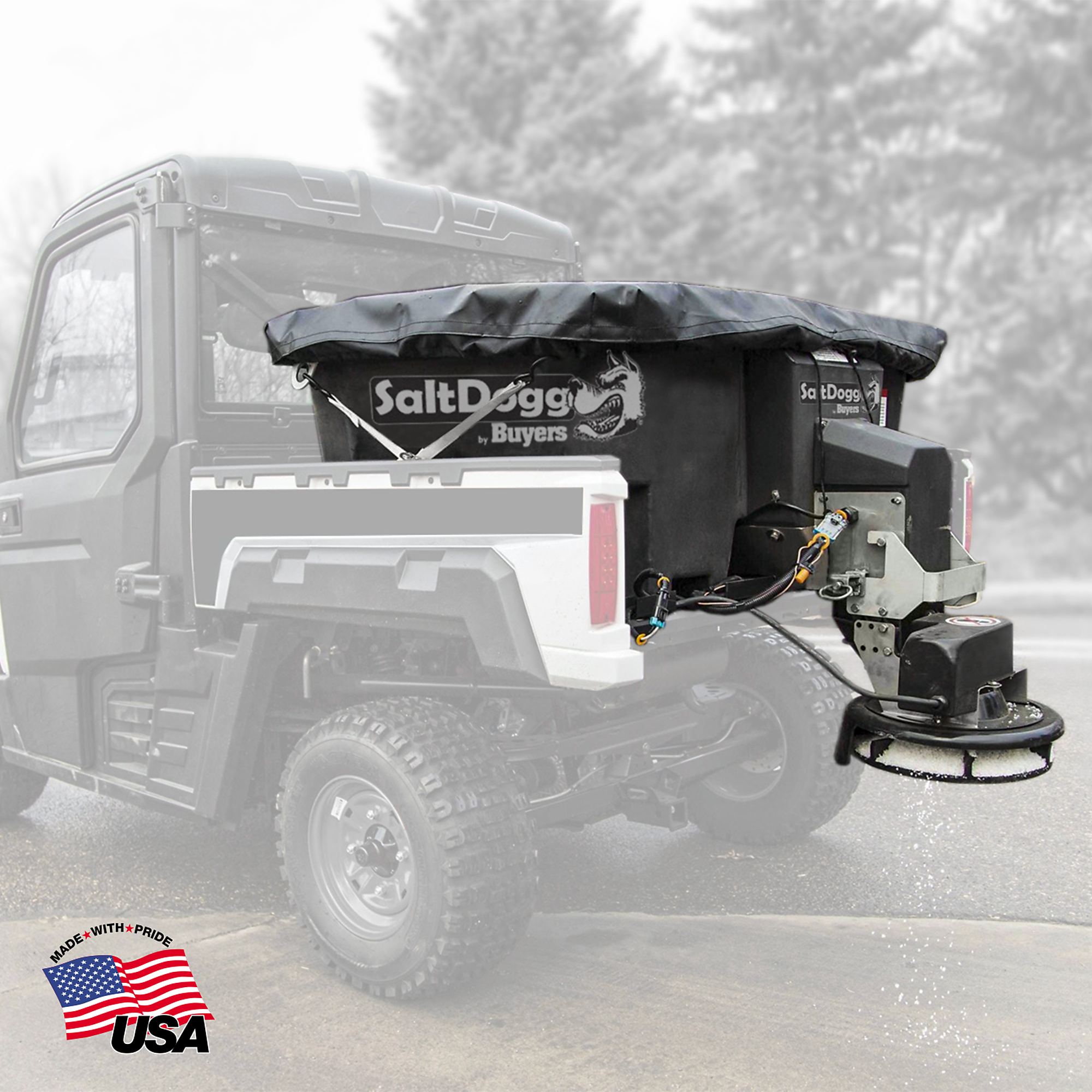 Buyers Products, 0.40 Cu Ft UTV or Truck Tailgate Mounted Rock Salt Spreader, Max. Spread Width 30 ft, Model# SHPE0400